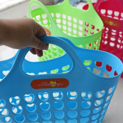 日式炫彩手提塑料购物篮 超市与家庭的实用之选